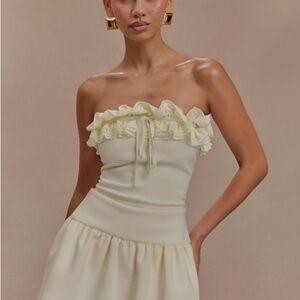 Meshki Cream Ruffled Crop Top